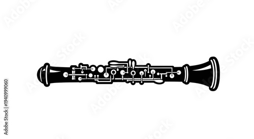 Black and White Illustration of Clarinet.