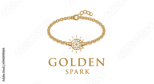 Golden Bracelet with Diamond Charm Pendant.