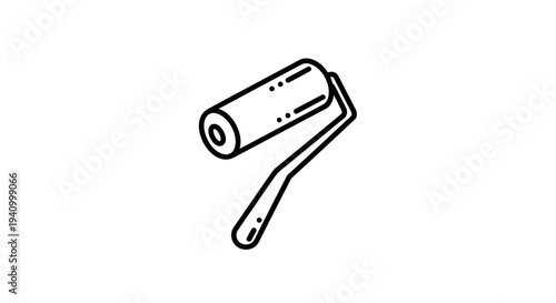 Black and White Paint Roller Illustration.