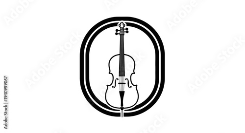 Violin Illustration in Black and White.