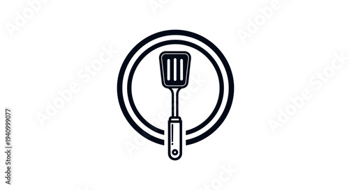 Black and White Spatula Illustration.