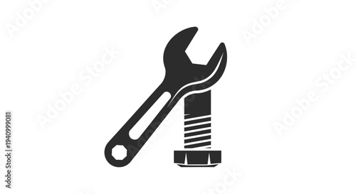Wrench and Bolt Illustration Isolated.