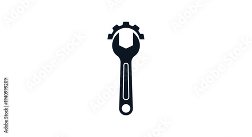 Adjustable Wrench Tool Silhouette Icon.