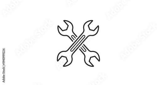 Crossed Wrenches Simple Line Icon Design.