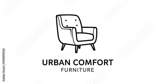 Simple Line Drawing of Armchair Furniture.