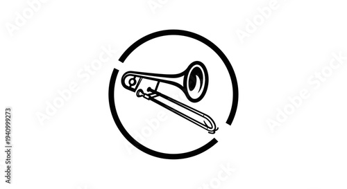 Black and White Trumpet Icon Illustration.