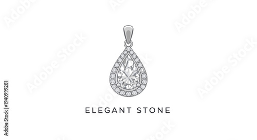 Diamond Teardrop Pendant Jewelry Illustration.