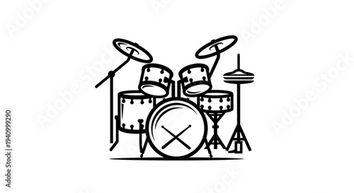 Drum Set Musical Instruments Illustration.