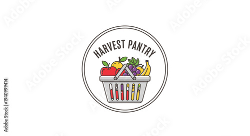 Harvest Pantry Logo with Grocery Basket.