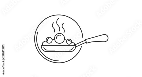 Fried Eggs in Frying Pan Illustration.