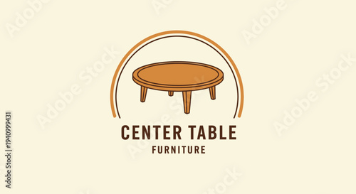 Illustration of a wooden center table furniture.