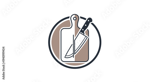 Knife and Chopping Board Icon Design.