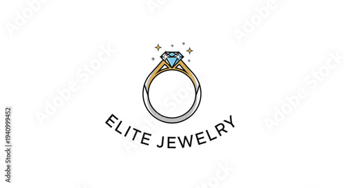 Luxury Engagement Ring with Diamond Illustration.