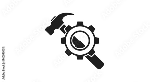 Hammer and Gear Icon Symbolizing Industry.