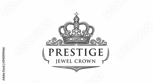 Luxury Jewel Crown Logo Design Illustration.