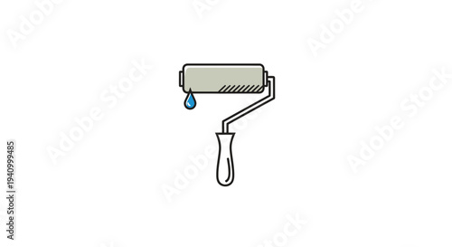 Paint Roller with Paint Droplet Illustration.