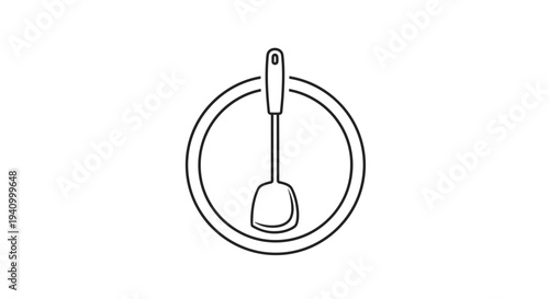 Simple Line Drawing of a Spoon.