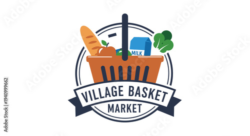 Village Basket Market Logo with Fresh Produce.
