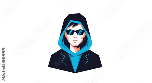 Stylized digital illustration of a person wearing a hoodie and sunglasses, representing anonymity and modern style