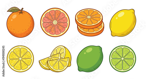 A colorful assortment of citrus fruits including oranges lemons and limes