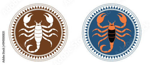 scorpion label belt buckle old west cowboy style tag design, vintage western symbol illustration, stylized scorpion silhouette emblem, retro desert badge element, classic cowboy theme graphic for logo