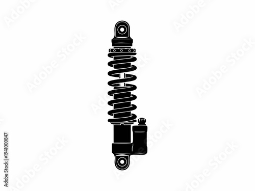 Rear Suspension Shock Absorber with Coil Spring and Reservoir Tank Vector