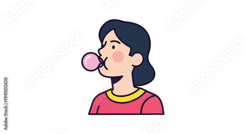Playful youth blowing a pink bubble gum creating a fun and whimsical visual delight perfect for various creative projects