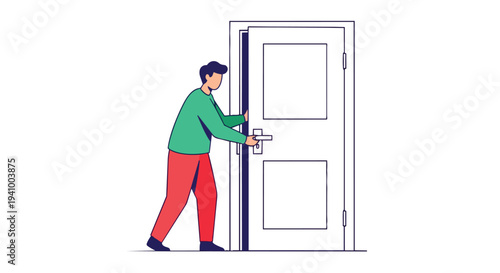 Man opening a modern interior door, symbolizing new opportunities, choices, and pathways in life's journey