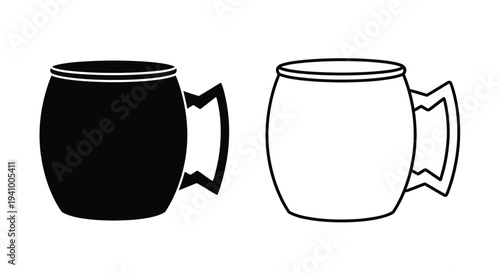 Two stylized ceramic pots one dark and one light side by side
