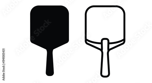 Two hand held fans depicted in contrasting black and white line art