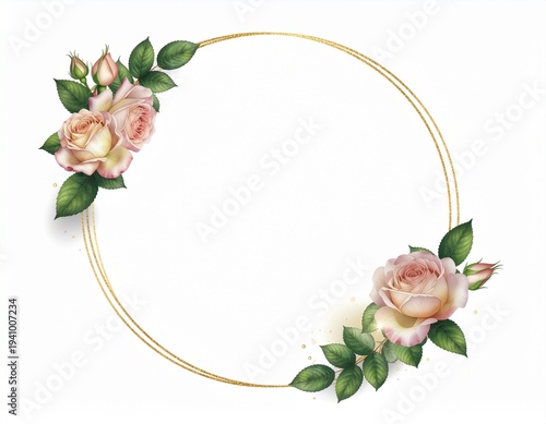 bingkai bulat dengan dua mawar