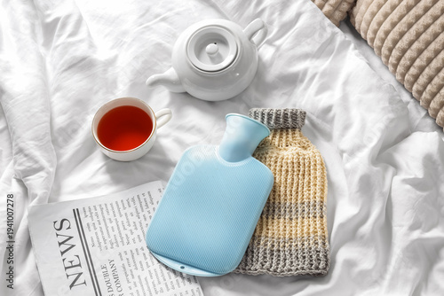 Hot water bottles with cup ...