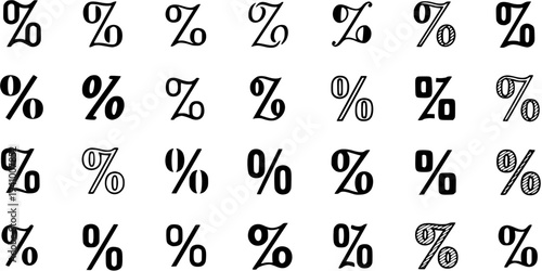 Diverse Collection of 49 Percent Signs in Various Styles and Designs