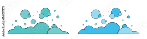 Soap Bubbles Icon Pair in Teal and Blue for Clean Branding