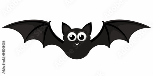 Cartoon bat with spread wings featuring large expressive eyes