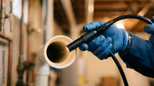 Professional Plumbing Inspection with Borescope Camera for Leak Detection and Pipe Maintenance in Residential Utility Room