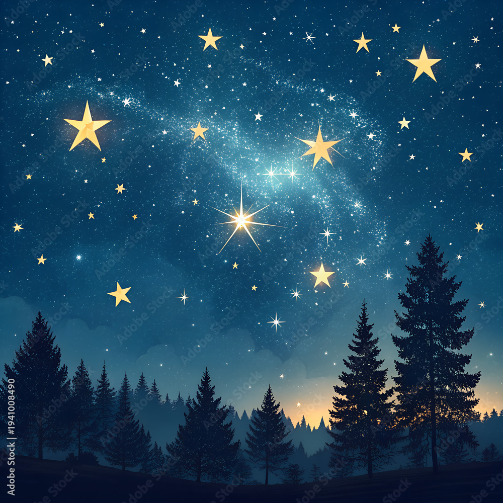 Naklejka premium christmas night landscape