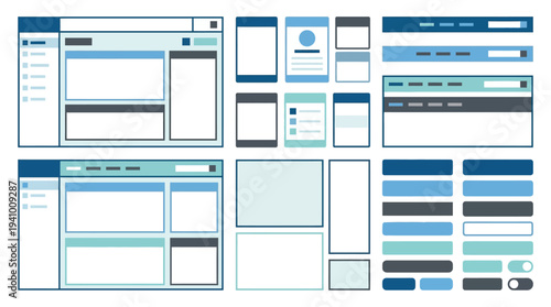 User Interface Design Elements A Collection of Modern Web and App Layouts and Buttons