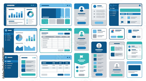 Collection of UI Design Elements and Digital Interfaces for Web and App Development