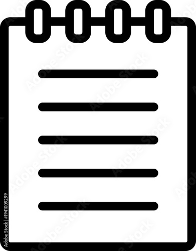 Black note icon - outline