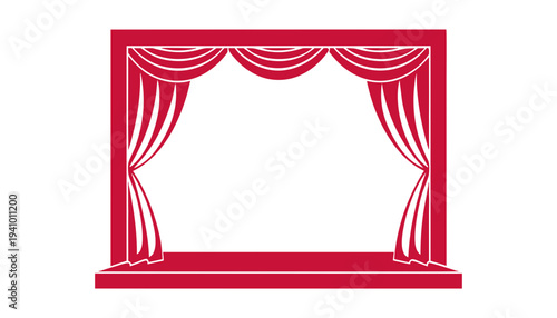Vector illustration of curtains opening on a stage with dramatic folds and swags