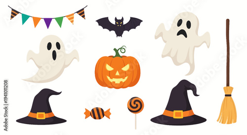 Set of 8 Halloween icons vector, Halloween icons, icons