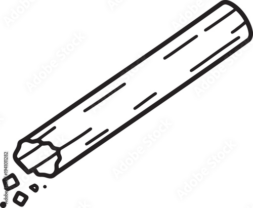 Broken pencil with pieces falling off sharp end