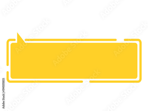 Minimal yellow speech bubble doodle vector sticker, flat cartoon message box, blank chat box element, frame border, banner