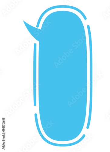 Minimal blue speech bubble doodle vector sticker, flat cartoon message box, blank chat box element, frame border, banner