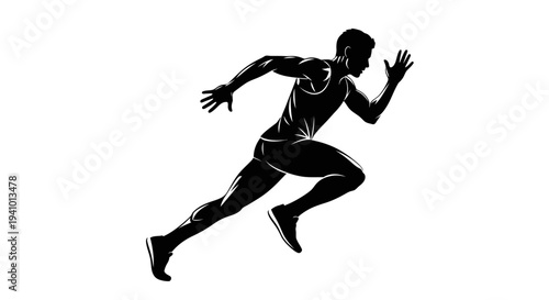 Man running in dynamic motion with arms outstretched