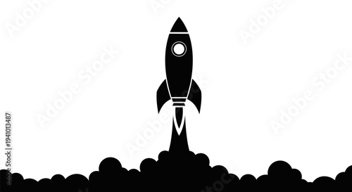 Rocket Launching into Space with Flames