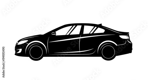 Sleek black car silhouette with modern design elements