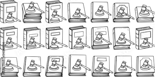 Legal Gavel and Law Books Illustration: Symbolizing Justice, Law, and Order