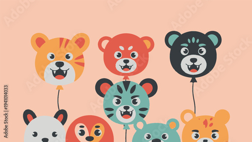 Colorful Cartoon Animal Faces on Sticks.